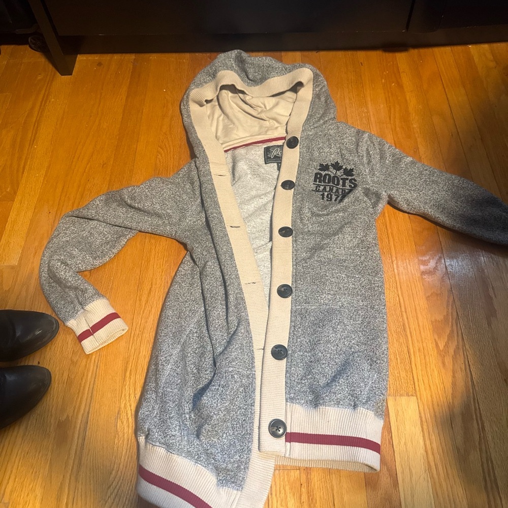 Roots Gray and Cream Kids Hooded Jacket